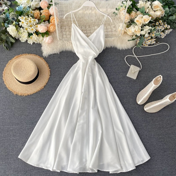 Stylish v neck backless dress summer dress 045 – PreppyDress