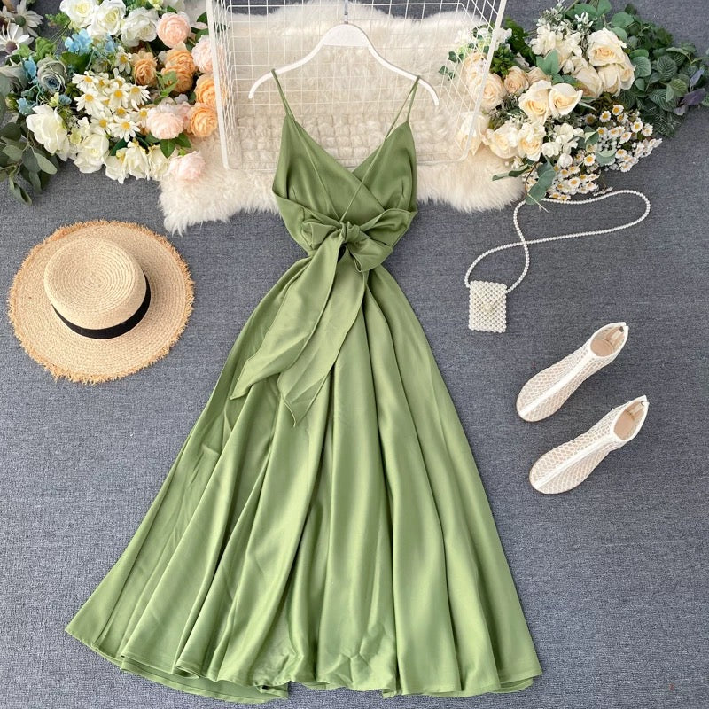 Stylish v neck backless dress summer dress 045 – PreppyDress