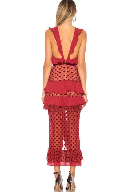 Sexy Etuikleid Träger Chiffon Lang Gestuft Burgund Ballkleid P1753