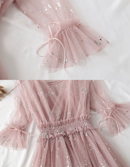 A Line Two Pieces Tulle Dress With Sequins P336