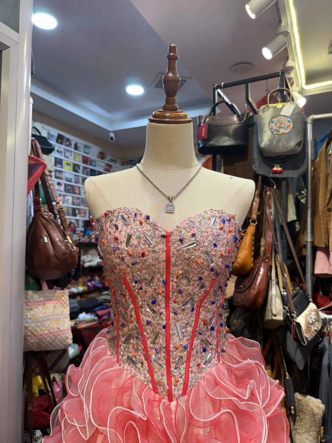 Prinzessin Koralle Rosa Herzförmiger Ausschnitt Strassbesetztes Kurzes Ballkleid Abendkleid P4148