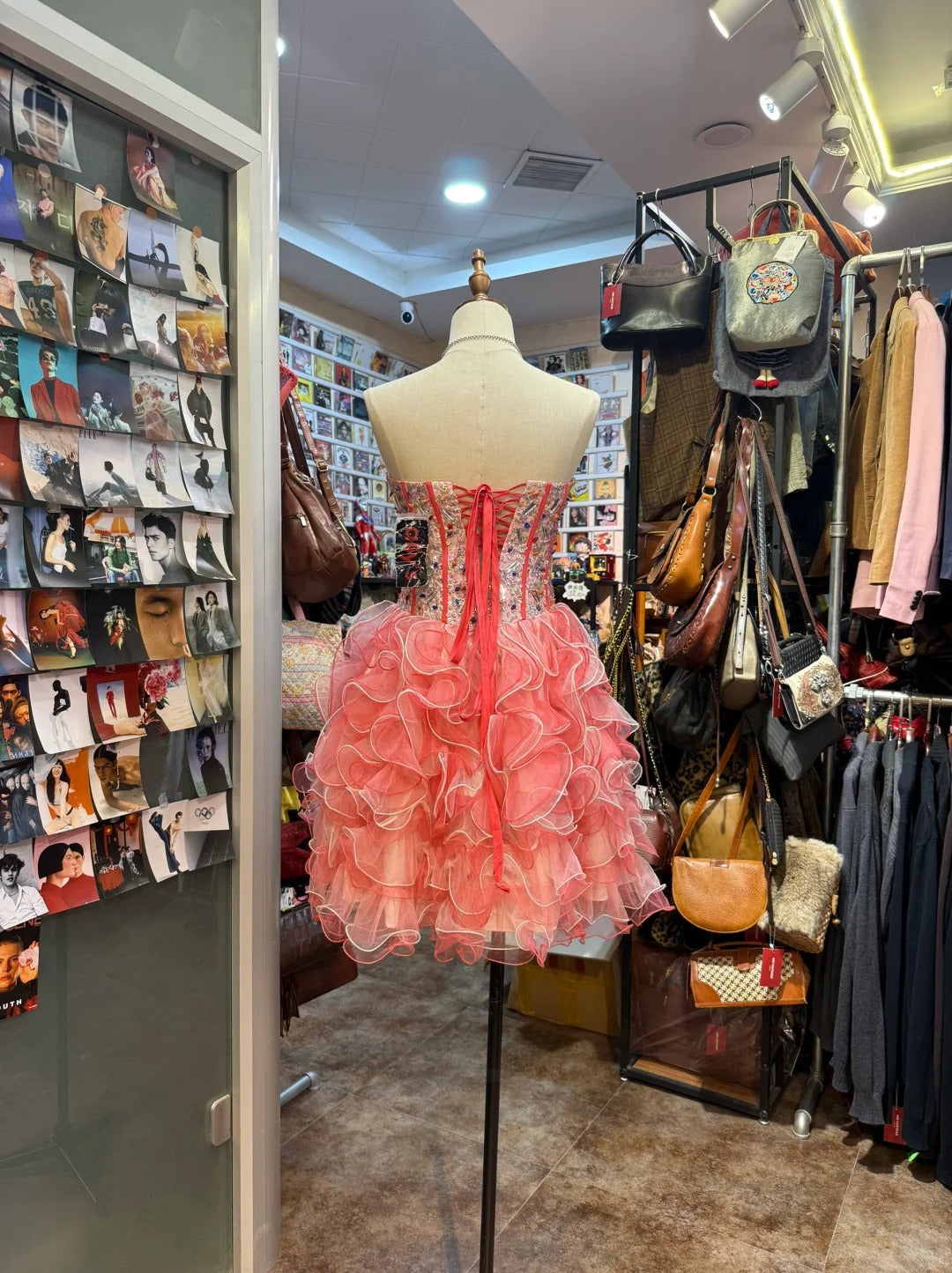 Prinzessin Koralle Rosa Herzförmiger Ausschnitt Strassbesetztes Kurzes Ballkleid Abendkleid P4148