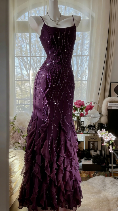 Wunderschönes orangefarbenes Chiffonperlen-Quallenrock Abendkleid Ballkleid P3281