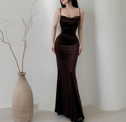 Robes de bal sirène modestes marron pour 22e anniversaire P410