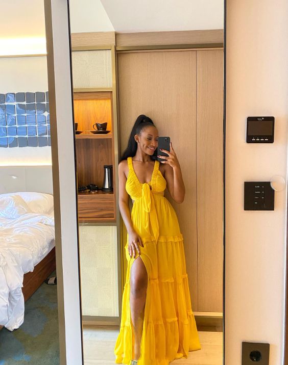 Sexy A line Straps Yellow Floor Length Chiffon Prom Dress 1690