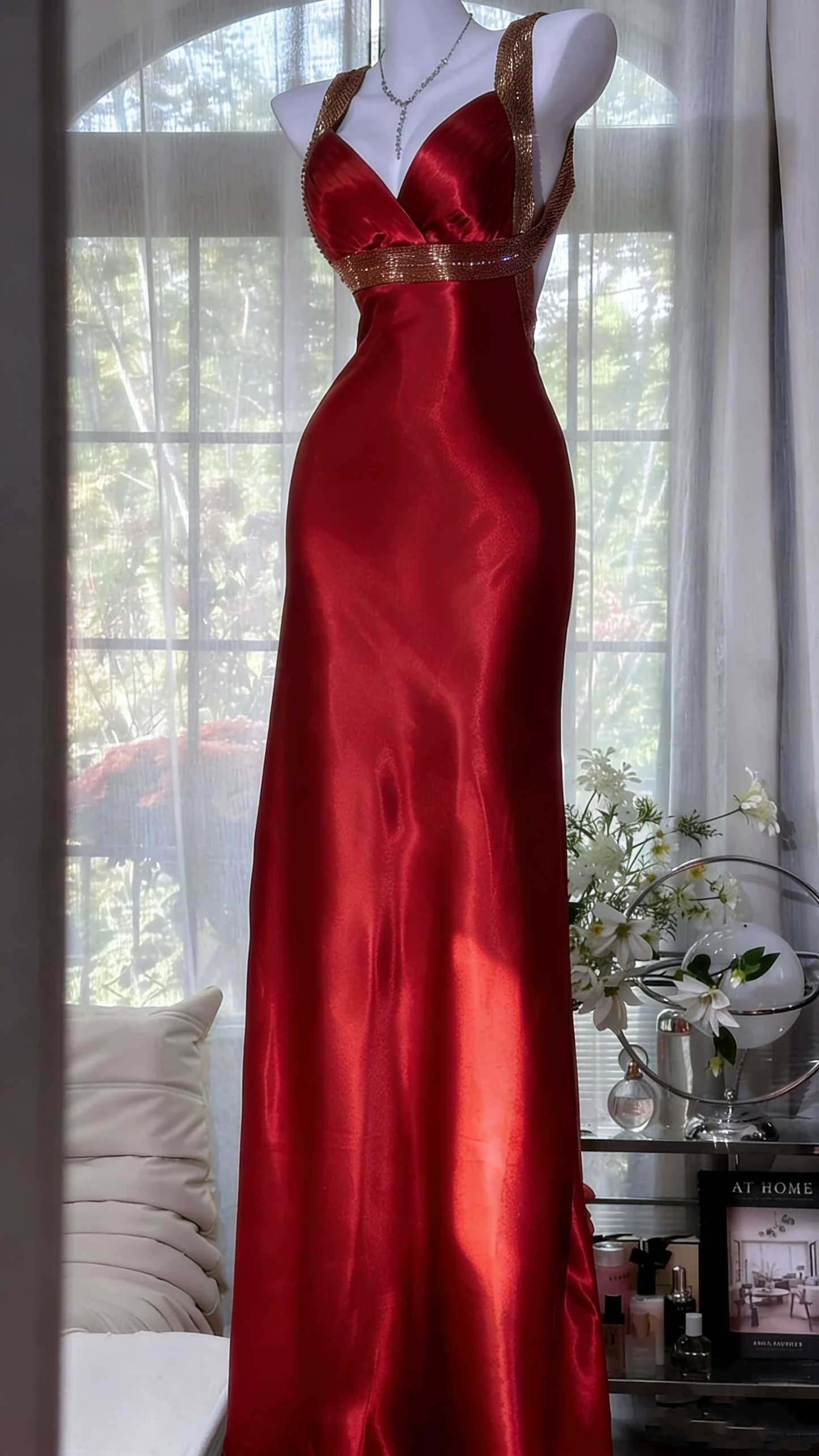Elegantes olivgrünes Meerjungfrauen-Abendkleid mit V-Ausschnitt, rückenfrei, aus Satin, langes Ballkleid P4033