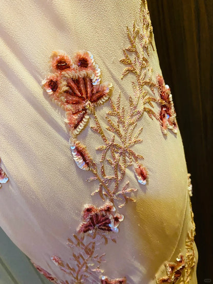 Süßes rosa Pailletten Perlen Neckholder Chiffon langes Ballkleid Abendkleid P4183