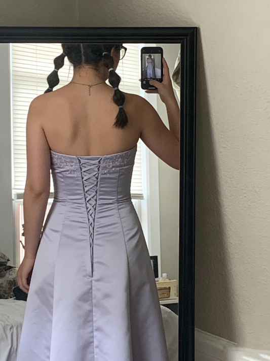 Vintage A line Strapless Lilac Long Prom Dress P1435
