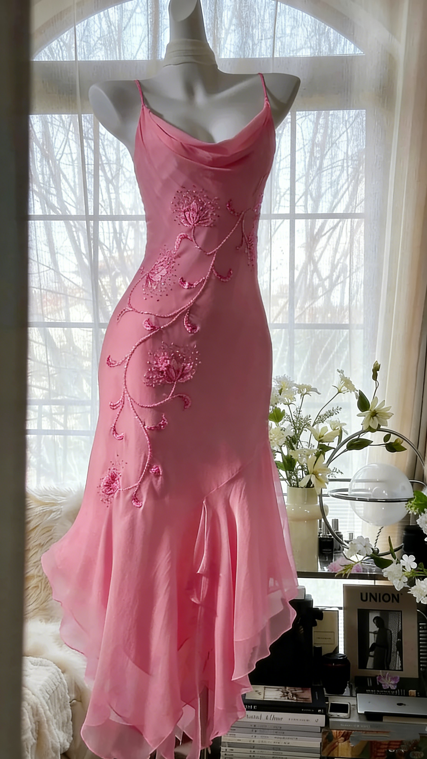 Pure and Elegant Chiffon Strap Beaded Mermaid Prom Dress P3292