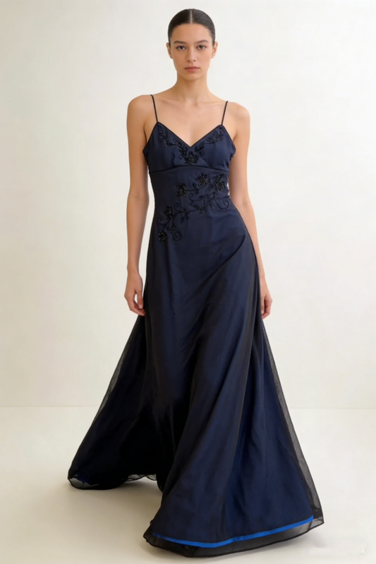 Sexy Mermaid Prom Gown With Straps Navy Blue Prom Dresses P1853
