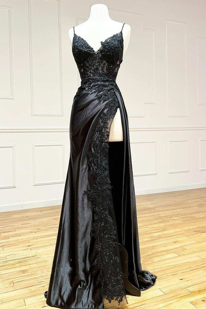 fitted lace wedding dress ZAPAKASA Women Sparkly Black Floral Mermaid Long Prom Dress Beaded Lace-Up  Back Evening Dress