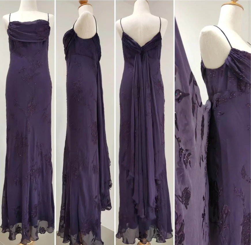 Elegantes, dunkelviolettes Meerjungfrauen-Abendkleid aus besticktem Chiffon, langes Ballkleid P4217