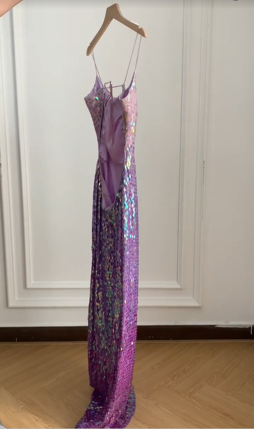 Wunderschönes und schillerndes rückenfreies Pailletten-Ballkleid Abendkleid P4229