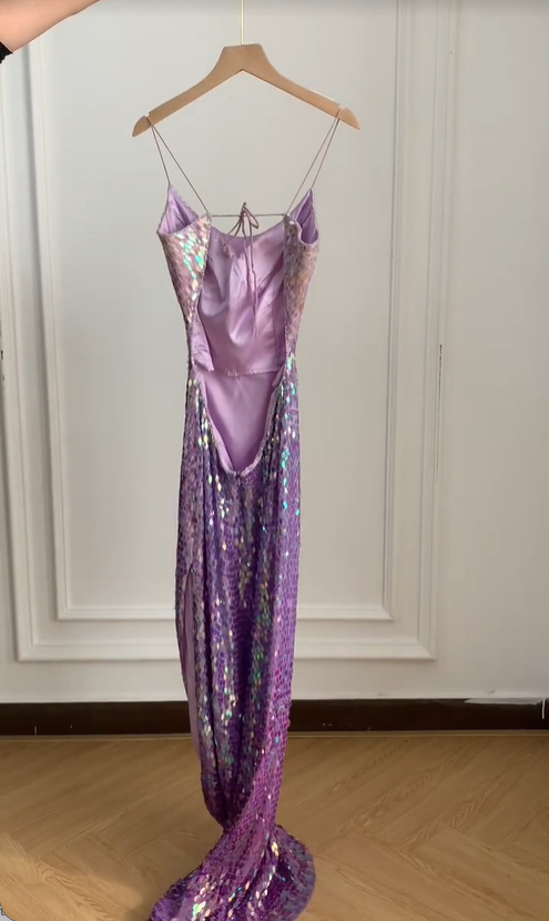 Wunderschönes und schillerndes rückenfreies Pailletten-Ballkleid Abendkleid P4229