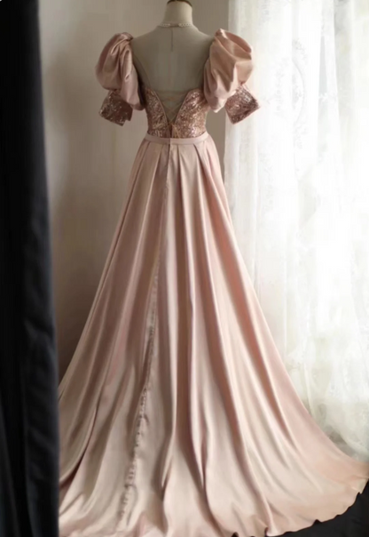 Elegantes rosa Meerjungfrau Pailletten Ballkleid Abendkleid P4242