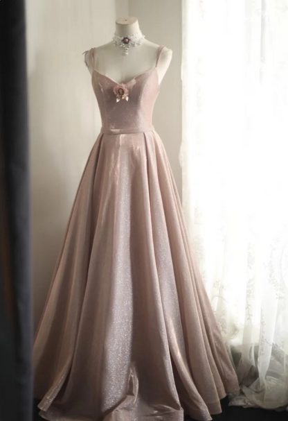 Robe de bal longue évasée rose bonbon à col en V et sequins, robe de soirée, robe de demoiselle d'honneur P4246