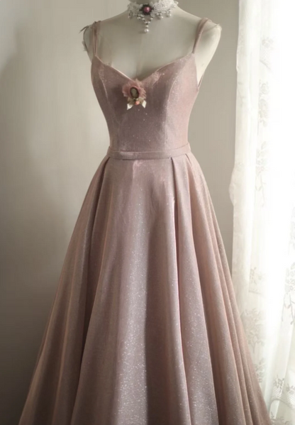 Robe de bal longue évasée rose bonbon à col en V et sequins, robe de soirée, robe de demoiselle d'honneur P4246