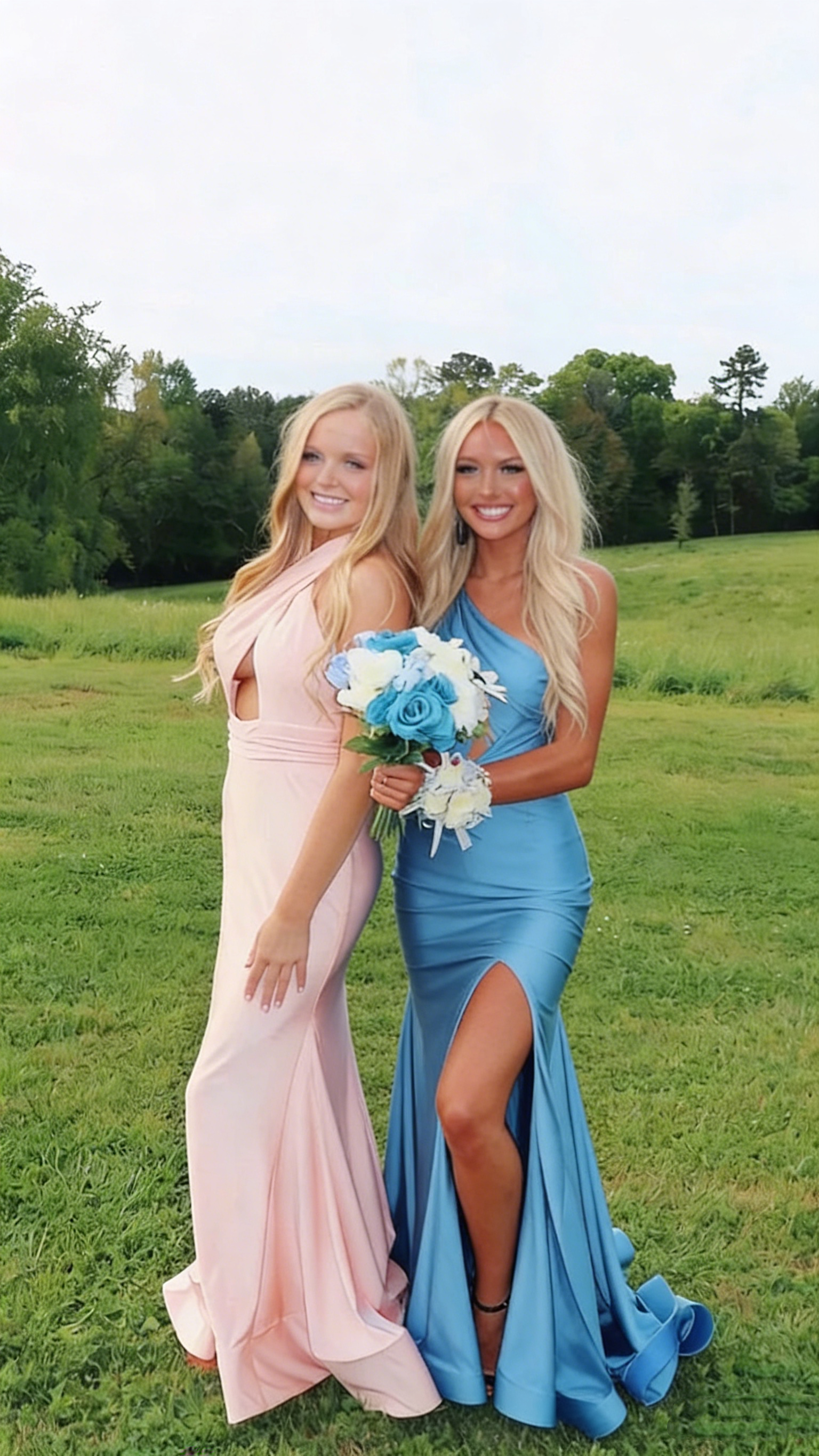 Sexy Mermaid Blue Slit Evening Prom Dress Birthday Outfits P645 –  PreppyDress