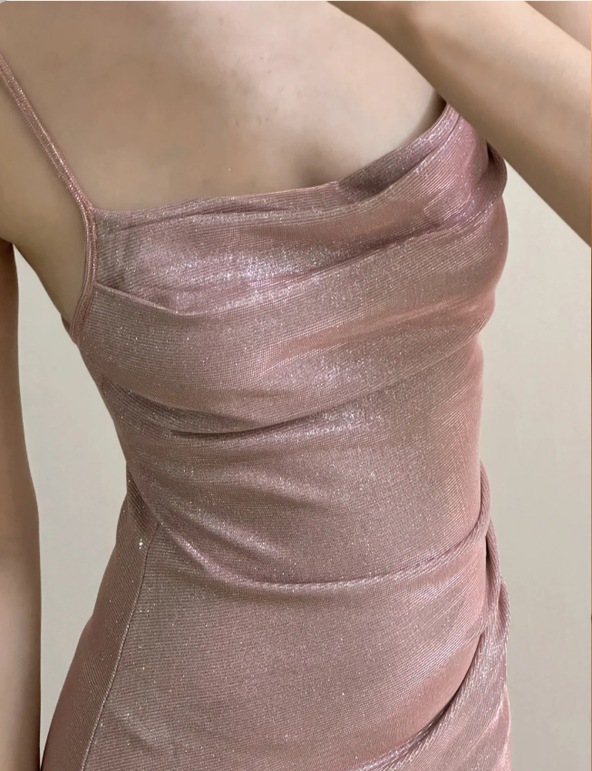 Élégante robe de bal longue rose sirène à bretelles spaghetti scintillante Robe de soirée Robe de demoiselle d'honneur P4253