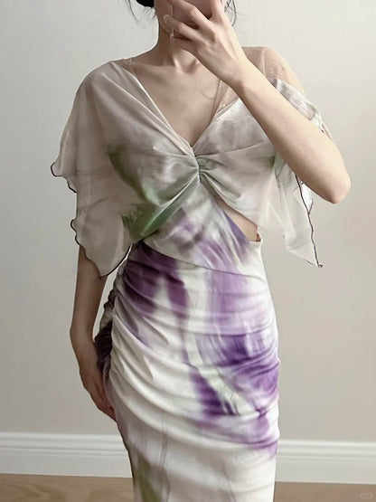 Elegantes Meerjungfrauen-Chiffon-langes Ballkleid Abendkleid P4263