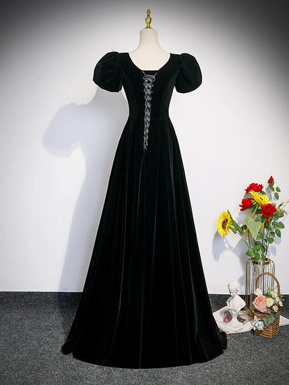 Cute Short Sleeves Burgundy Long Prom Dresses P2234