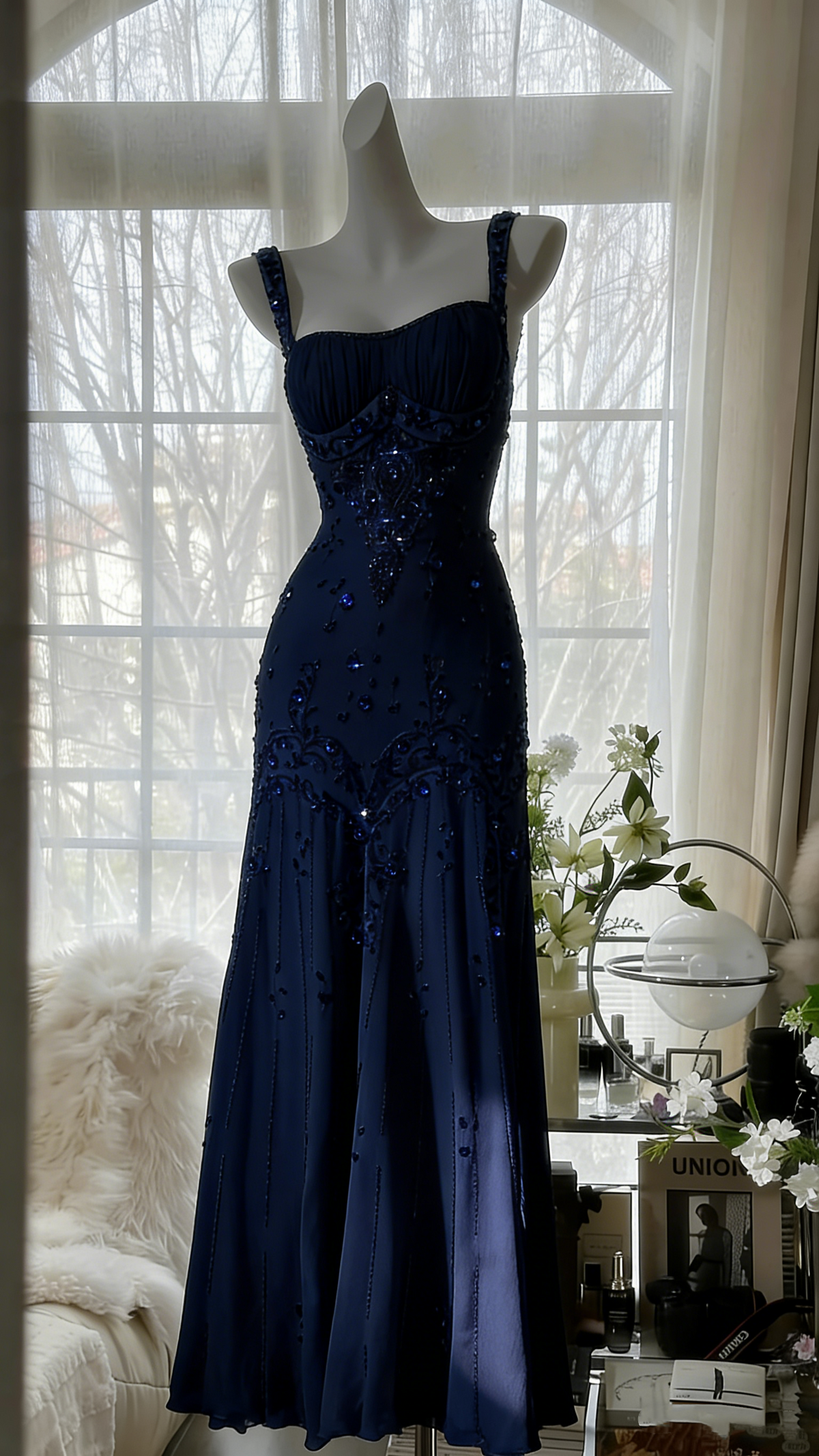 formal dresses poshmark Vintage Ivory Beaded Chiffon Mermaid Prom Dress P3293 – PreppyDress DMT_SALE This dress!!??? @houseofcb are Back Zip Closure Color:Light Blue/Plum