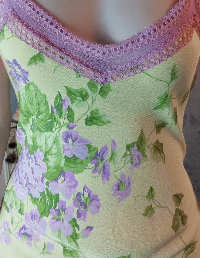 Retro Gelb-Violettes Blumen Meerjungfrauen Spaghetti-Träger V-Ausschnitt Chiffon Ballkleid Abendkleid P4311