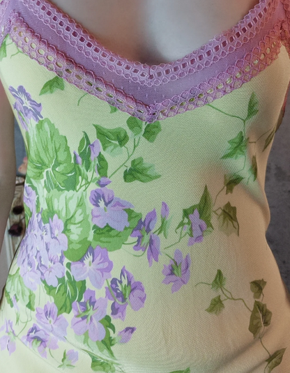 Retro Gelb-Violettes Blumen Meerjungfrauen Spaghetti-Träger V-Ausschnitt Chiffon Ballkleid Abendkleid P4311