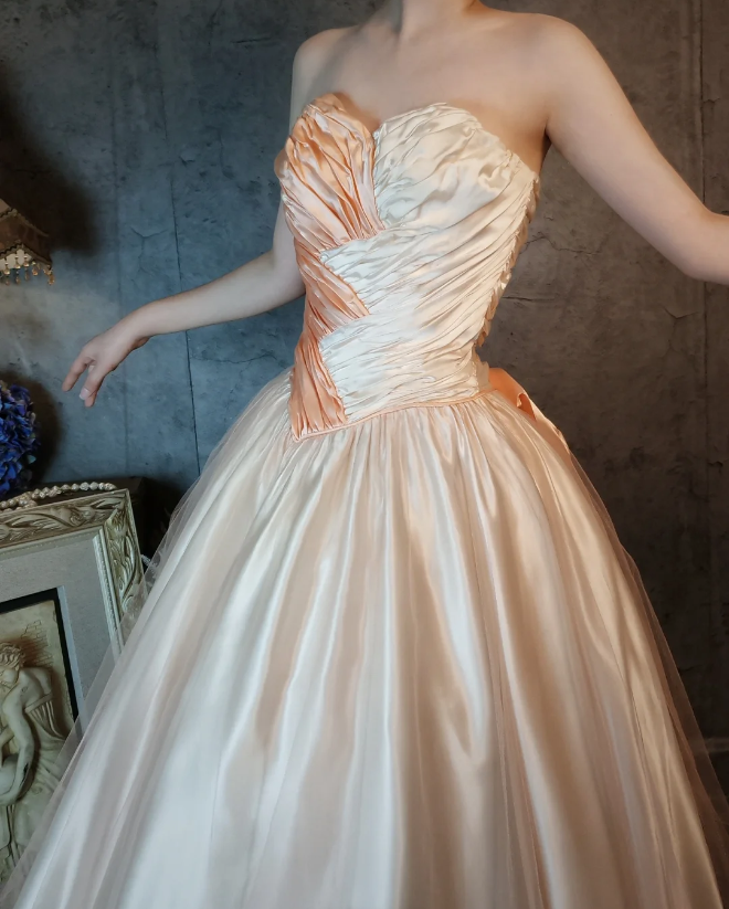 Prinzessin Champagnerrosa A-Linie Süße Schleife Satin Abschlussballkleid Abendkleid Sweet 16 Kleid P4316