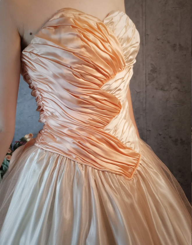 Prinzessin Champagnerrosa A-Linie Süße Schleife Satin Abschlussballkleid Abendkleid Sweet 16 Kleid P4316