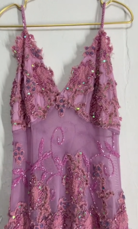 Pretty A Line Spaghetti Straps Pink Chiffon Prom Dress Evening Gowns With Lace Y8285 main image 0