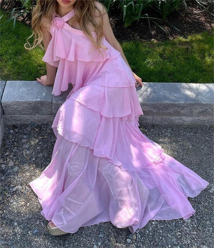 Classic Pink Prom Dresses Long Prom Gown 22th Birthday Outfit P1381