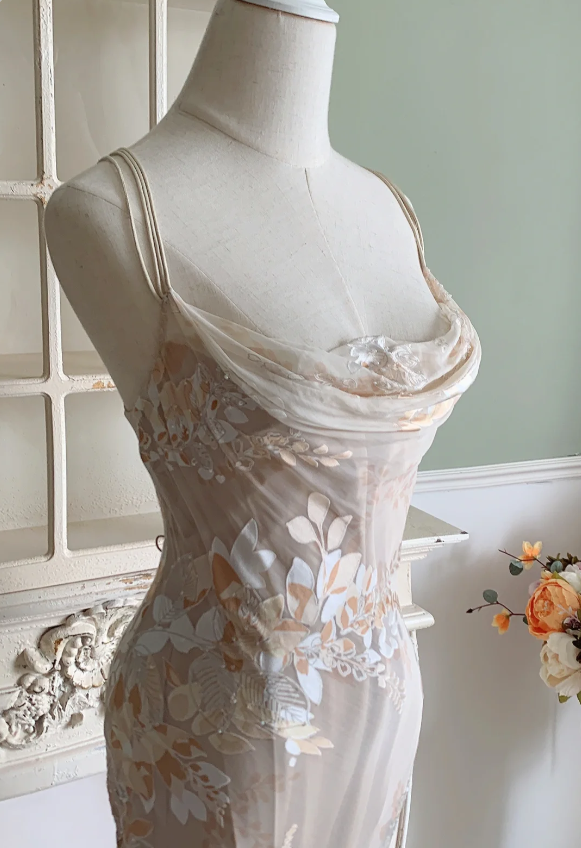 Elegantes Meerjungfrau-Abendkleid aus Chiffon mit Spaghettiträgern P4328