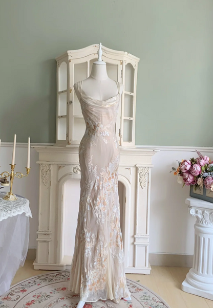 Elegantes Meerjungfrau-Abendkleid aus Chiffon mit Spaghettiträgern P4328