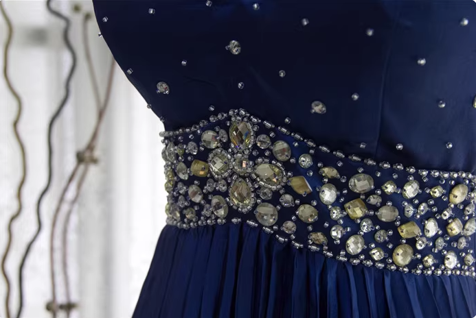 Vintage Royal Blue A-Line Halter Neck Rhinestone Satin Long Prom Dress PreppyDress Vintage Royal Blue A-Line Halter Neck Rhinestone Satin Long Prom Dress PreppyDress