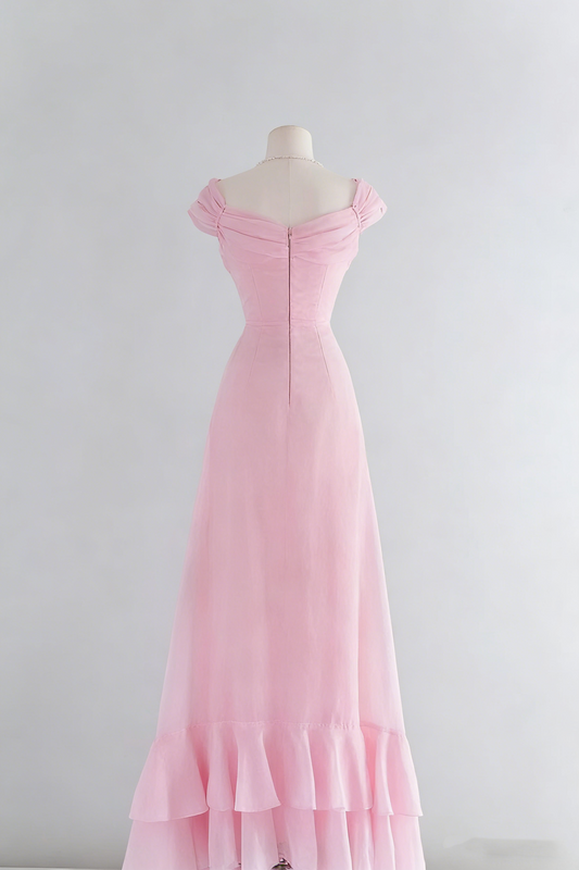 Chic A Line Sweetheart Pink Satin Long Evening Dress Prom Dresses P2389