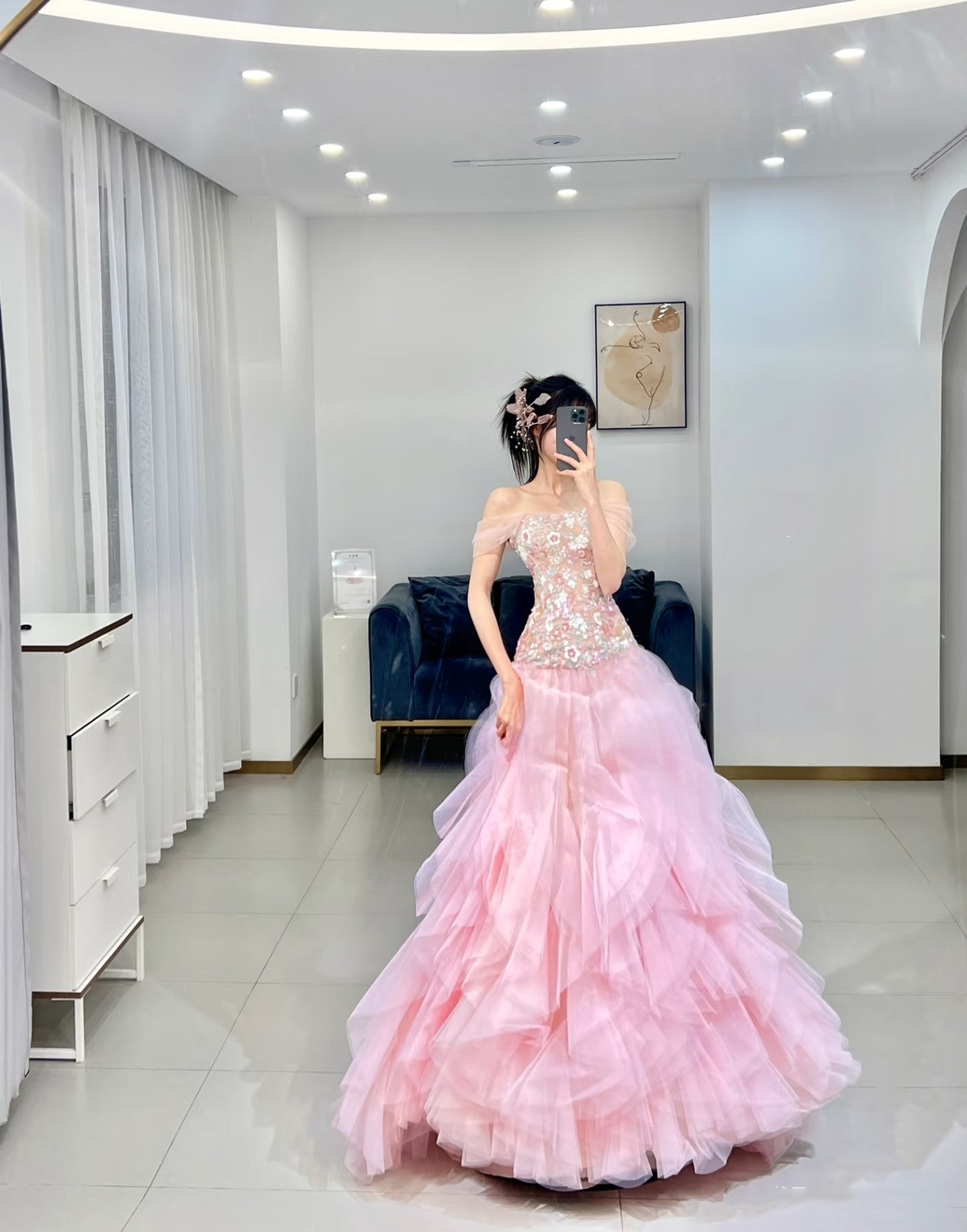 Luxurious Ball Gown Strapless Pink Tulle Long Prom Dress P1720 – PreppyDress