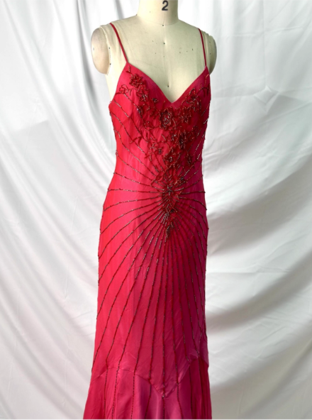 Leuchtende Meerjungfrau dünne Träger V-Ausschnitt Perlen Chiffon langes Ballkleid Abendkleid P4382