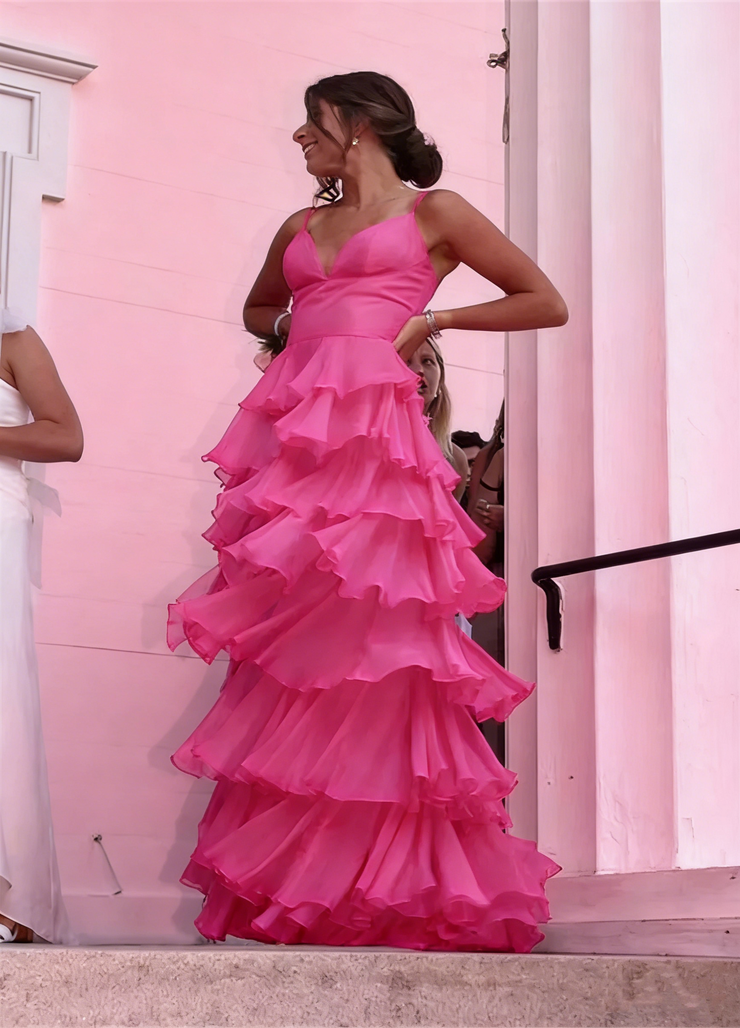Ball Gown Hot Pink Straps Evening Party Dress Prom Dress P835
