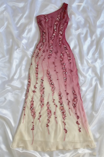 Einfaches Meerjungfrau-Abschlussballkleid mit Perlen, One-Shoulder-Ballkleid für Teenager P1848