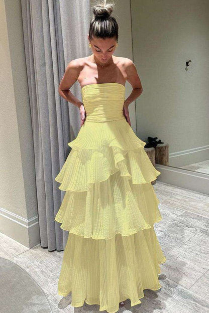 Elegant Ball Gown 2 Pieces Long White Tiered Prom Dress 21th Birthday Outfits P2144