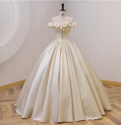 Elegantes Vintage One-Shoulder Rüschen Glänzend Satin Ballkleid Abendkleid Sweet 16 Kleid P4413