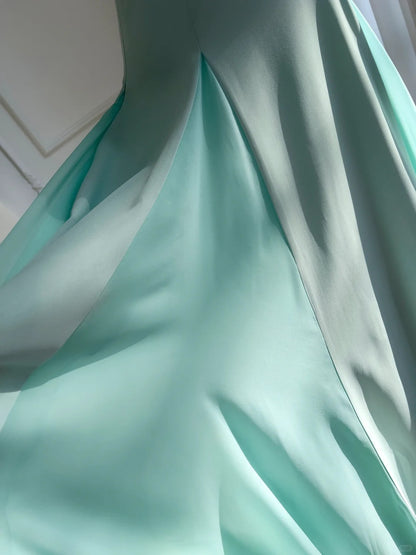 Süßes A-Linien Träger Chiffon Langes Ballkleid Abendkleid P4043