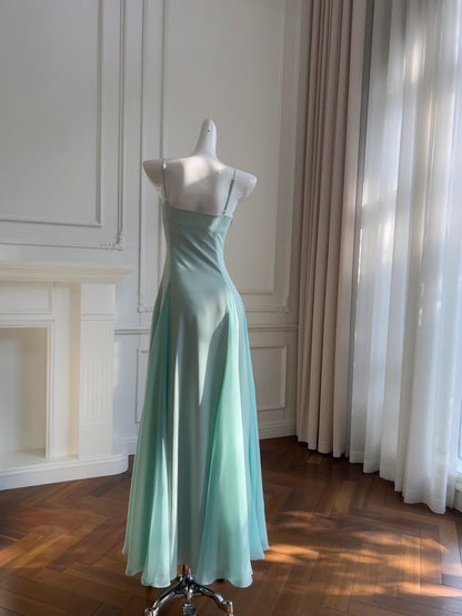 Süßes A-Linien Träger Chiffon Langes Ballkleid Abendkleid P4043