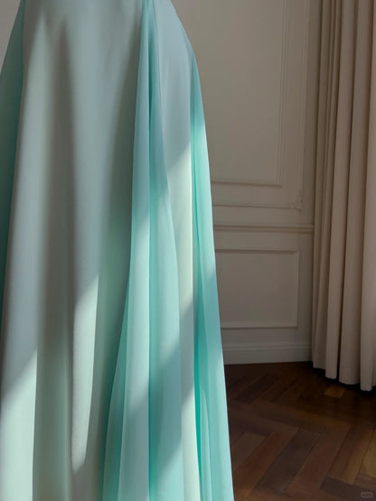 Süßes A-Linien Träger Chiffon Langes Ballkleid Abendkleid P4043