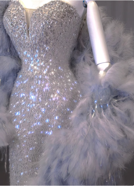 Luxuriöses, glänzendes Meerjungfrauen-Abendkleid mit Pailletten und Herzausschnitt P4431