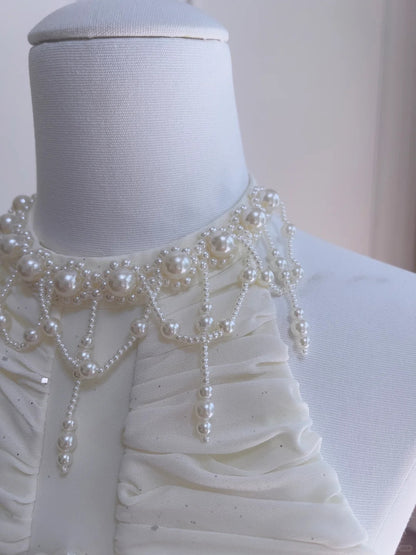Elegantes elfenbeinfarbenes A-Linien Neckholder Perlen Falten Chiffon Ballkleid Abendkleid P4044