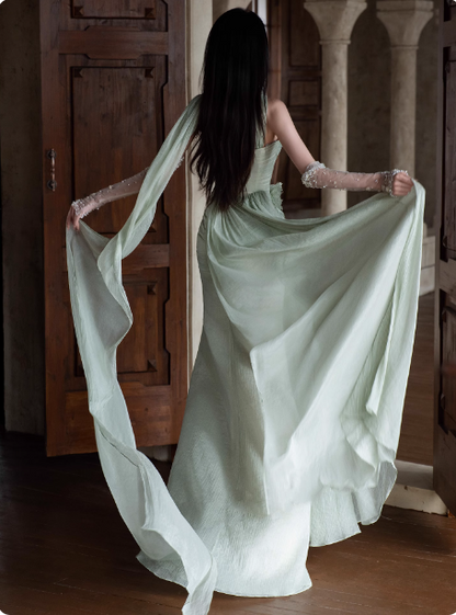 Elegantes helles mintgrünes Sweetheart-Hals-3D-Blumenkleid mit Schlitz aus Chiffon für den Abschlussball, Abendkleid P4446