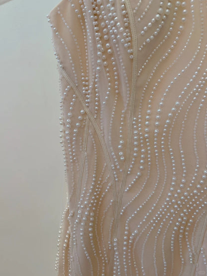 Elegantes A-Linien-Träger-Perlen-Tüll-langes Ballkleid Abendkleid P4045