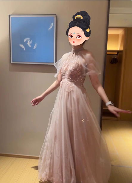 Elegantes pinkfarbenes A-Linien-Neckholder-Tüllkleid, langes Ballkleid, Abendkleid P4483